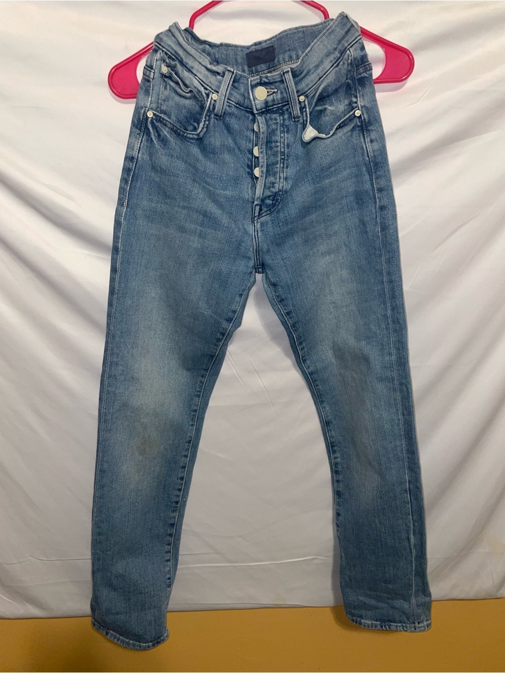 MOTHER High Waisted Hiker Hover Jeans - Light Blue